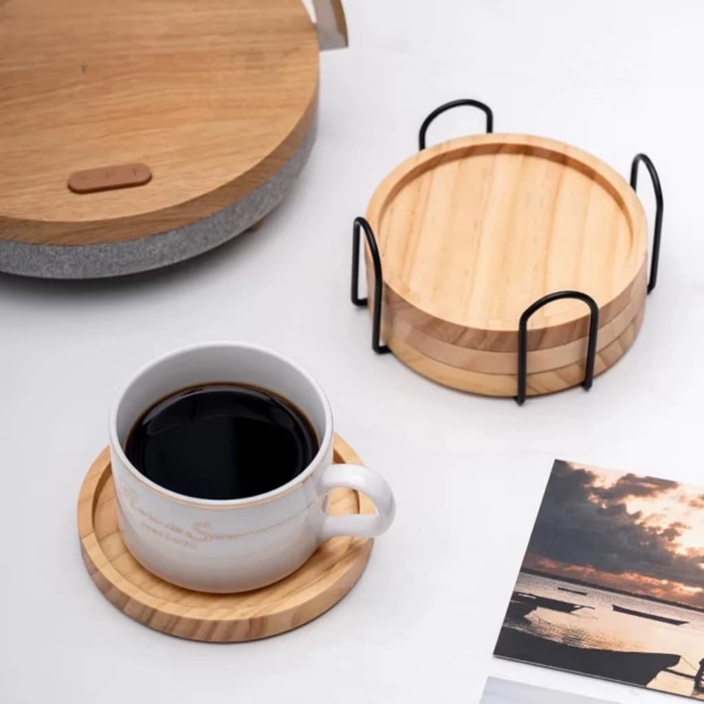 kit Porta Copos De Bambu Com Suporte de Ferro - kits para Copos, Canecas e Xícaras-7578