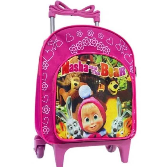 MOCHILA PRE-ESCOLAR CON RODINHAS PARA CRECHE INFANTIL MENINA (MASHA)