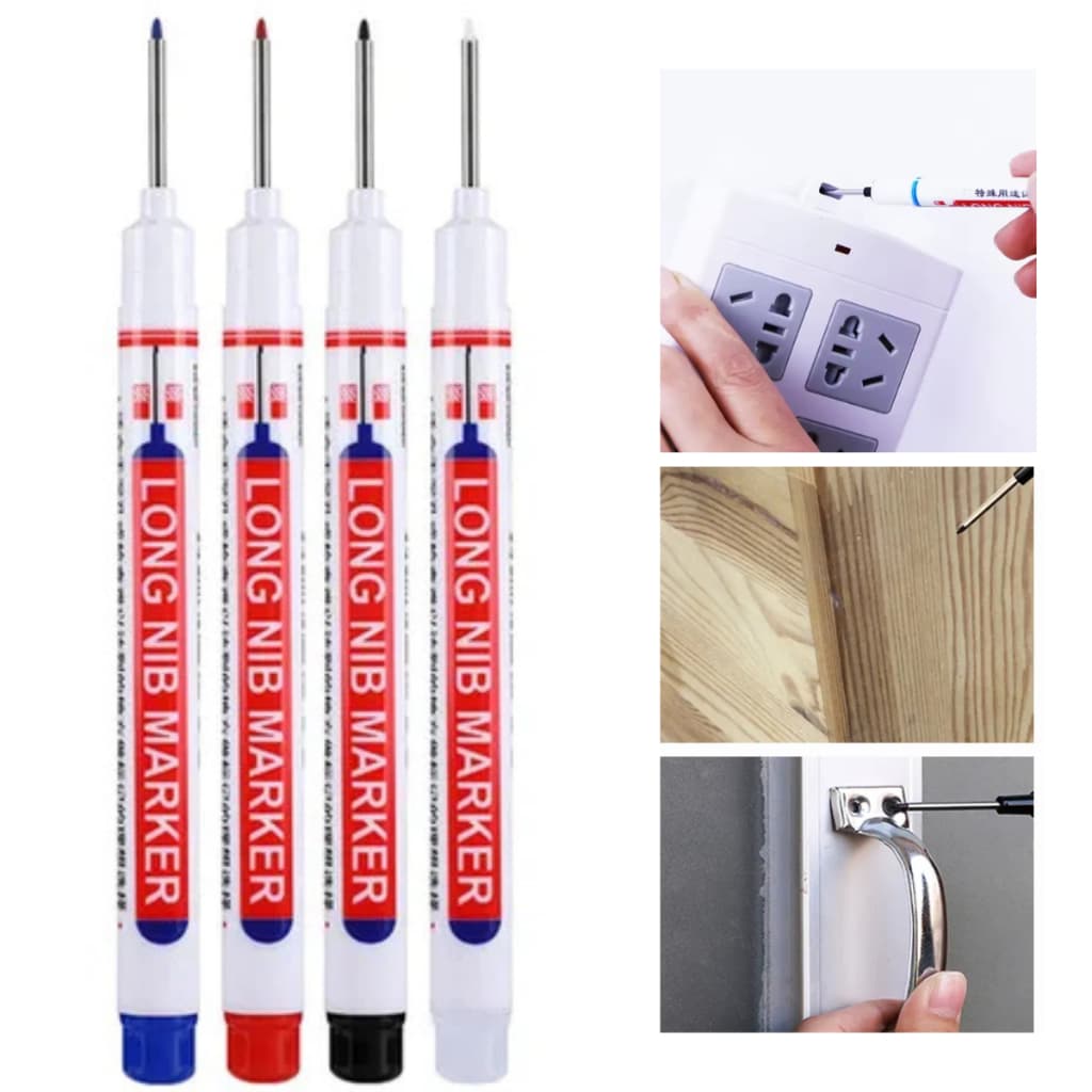 Canetas Ponta Longa De Marcação para Marceneiro Pedreiro Serralheiro Cores Vibrantes 1mm Traço 2mm