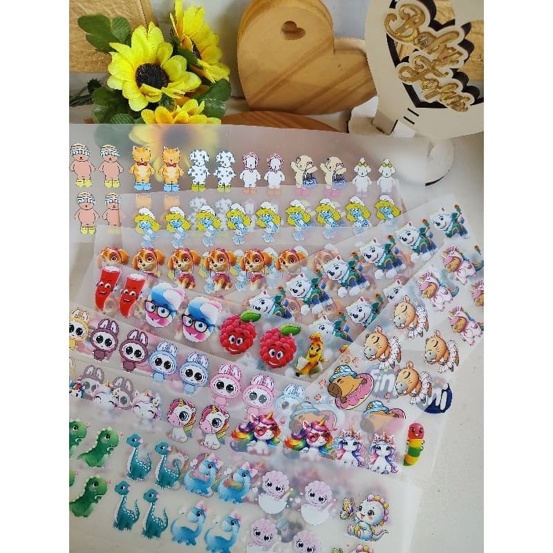 kit 16 estampa termocolante para laço e todo tipo de tecido aplicar com o ferro de passar roupa