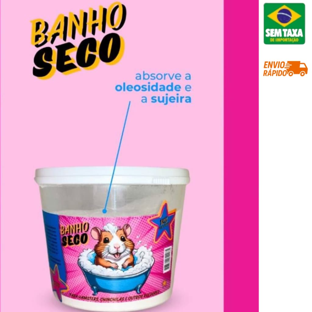 Pó Banho Seco Para Hamster, Chinchilas e Roedores 1Kg
