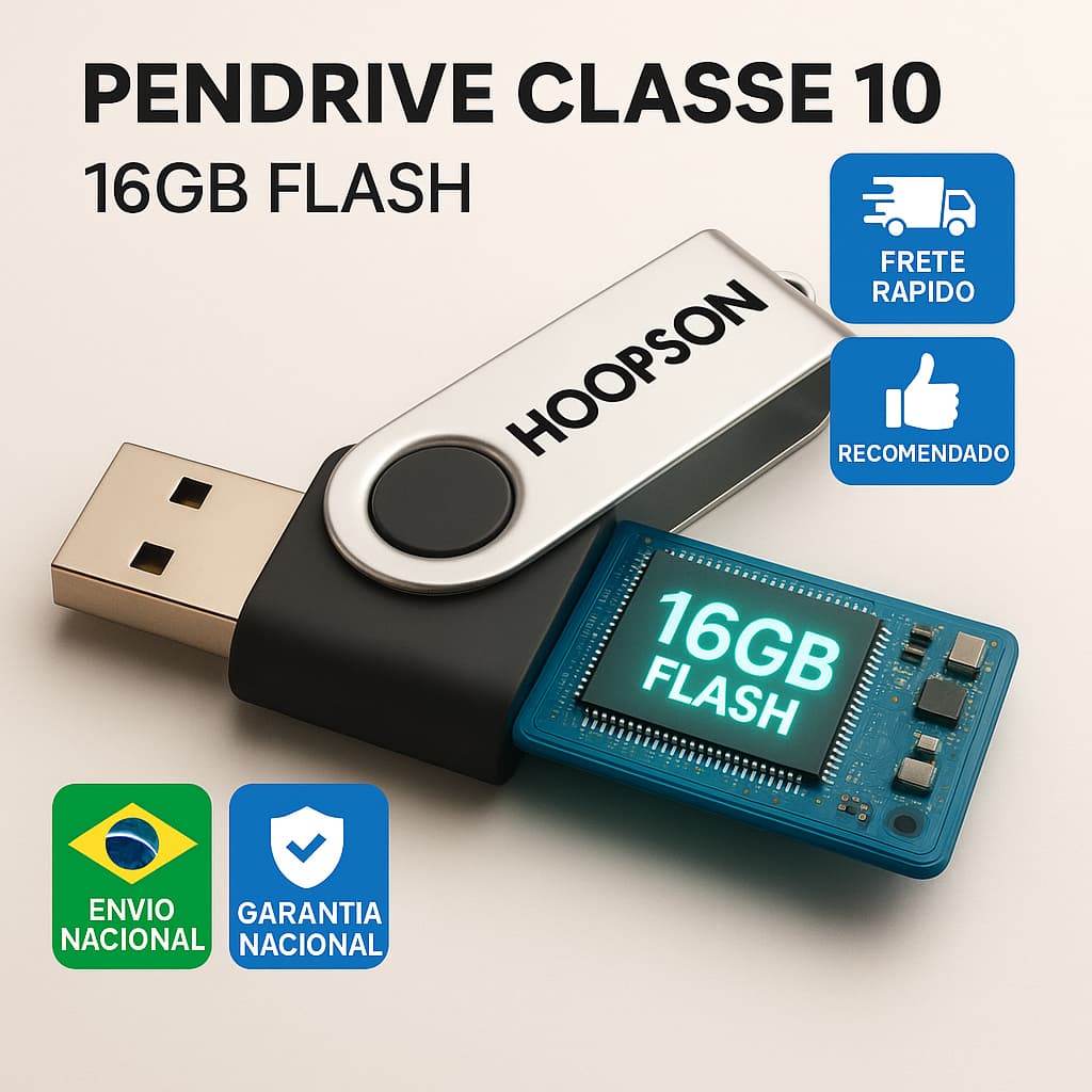 Pendrive 16GB USB Alta Velocidade Armazenamento de Arquivos Fotos Vídeos Documentos PC Notebook
