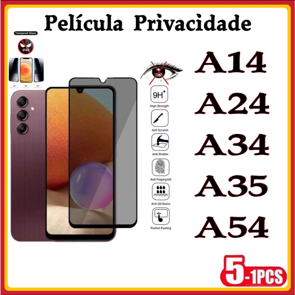Película Privacidade 3D Anti Spy Samsung A14 A24 A34 A35 A54