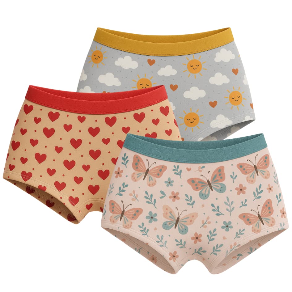 Kit 10 Calcinhas Box Boxer Infantil Menina Tecido Cotton Forro 100% Algodão Estampas Variadas Shortinho