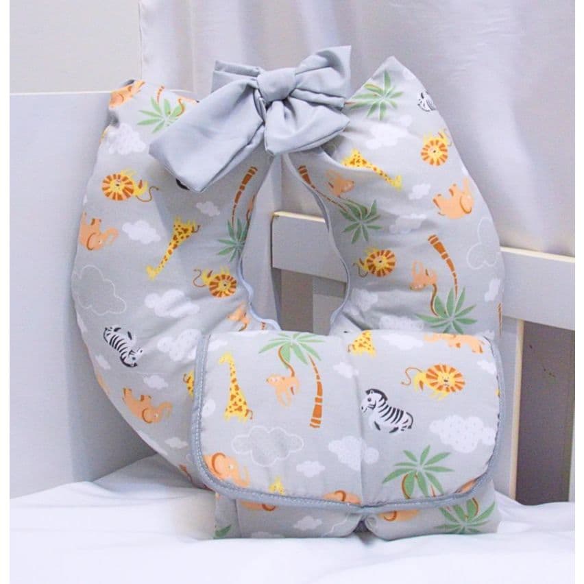 Almofada Amamentação + Trocador de Fraldas Impermeável Dobrável Linha Safari