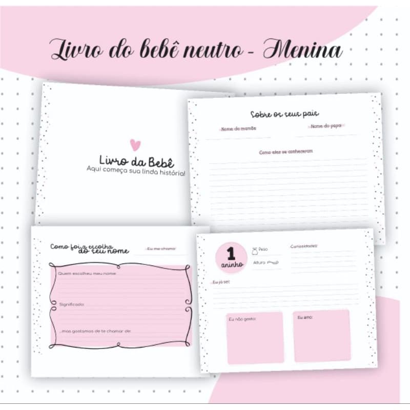 Miolo para livro do bebê Neutro,104 páginas disponível 75g /90g para encadernação