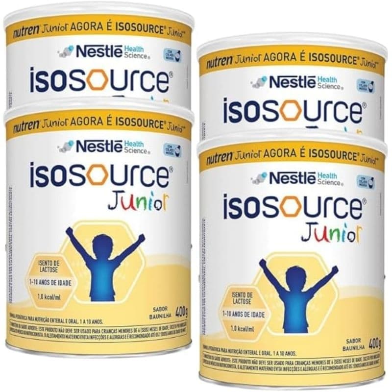 kit 4 latas Isosource Junior Baunilha 400 gr