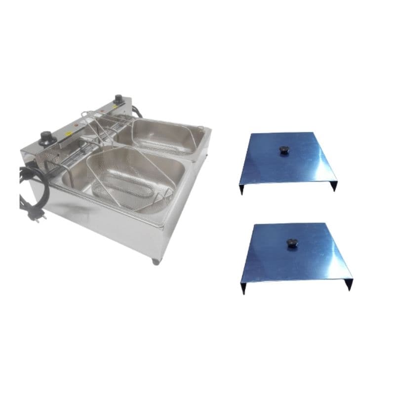 Fritadeira Elétrica Industrial 2 Cubas 10litros sendo 5L cada .Especial 07.07 com 2 Tampas