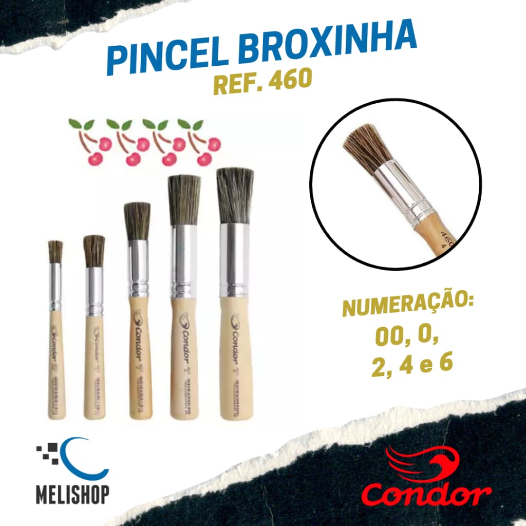 Pincel Artistico Broxa Brocha Broxinha Rendondo Estampar REF. 460 Condor - UNIDADE
