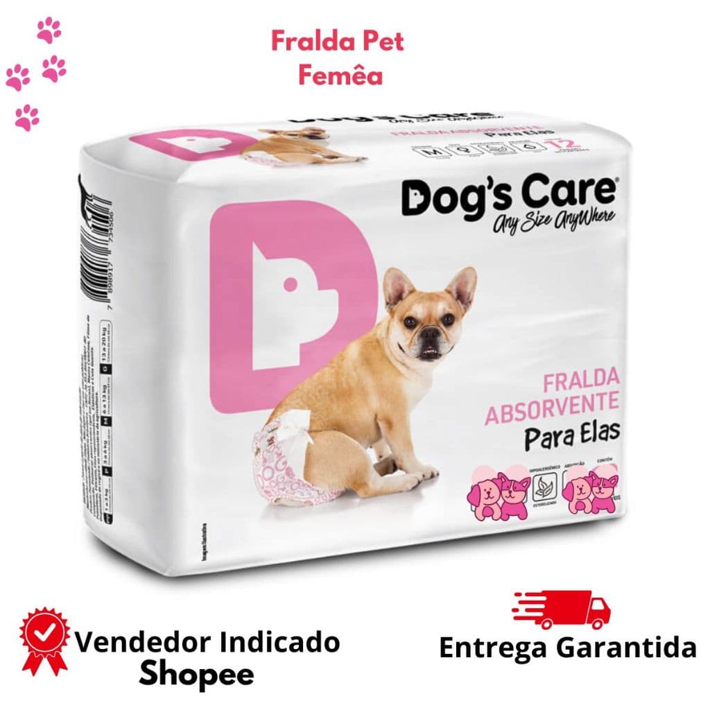 Fralda para câes,Pet  fêmeas c/ 12 unid,6 horas de Absorção-Envio Imediato