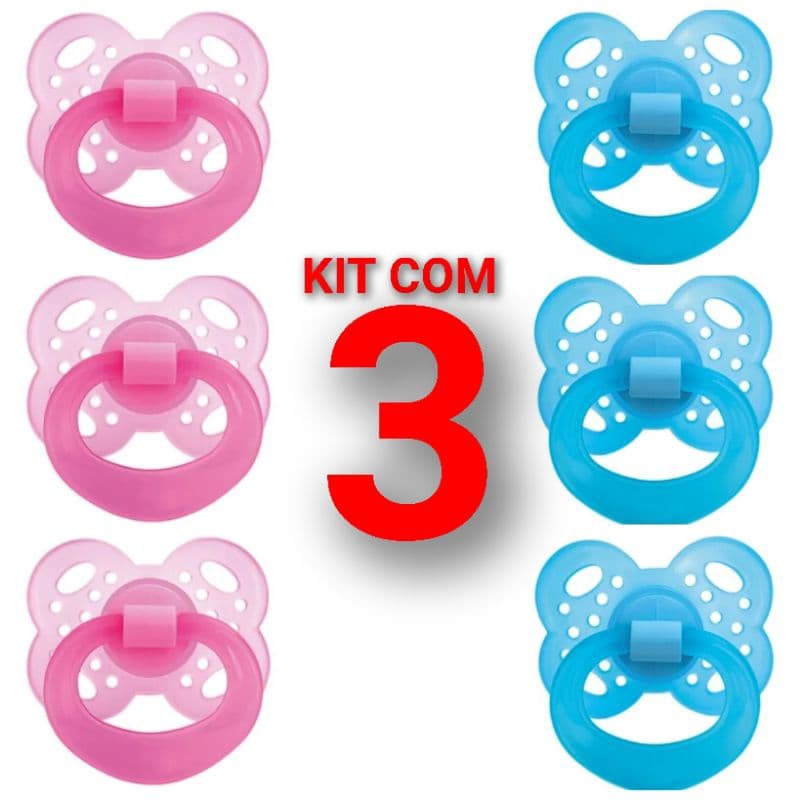 Kit com 3 Chupetas Bico Ortodôntico Fase 2