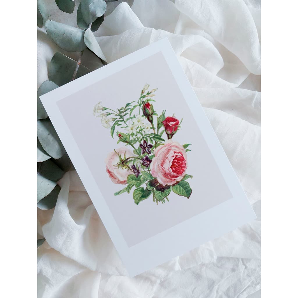 kit cartão com ilustração floral A6