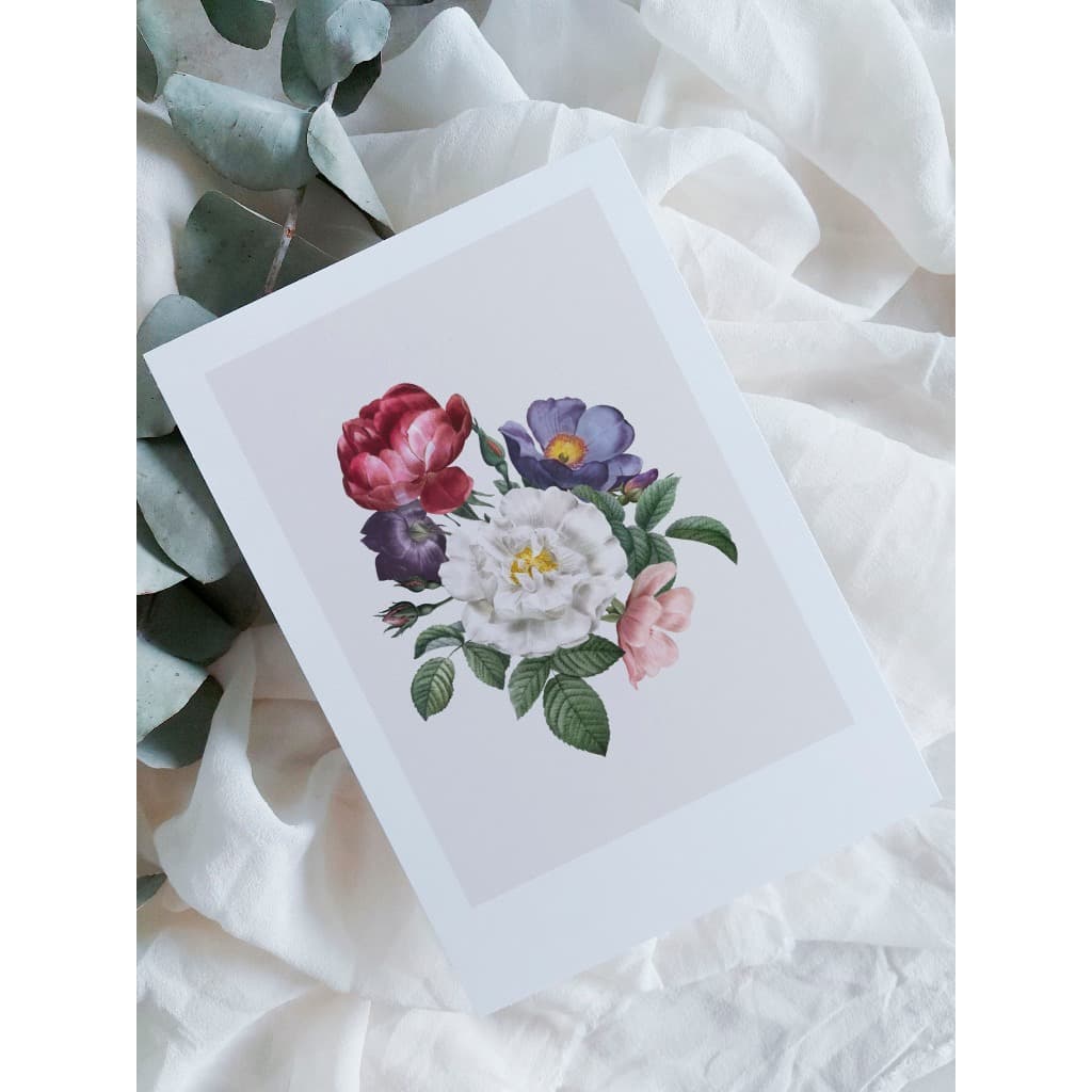 kit cartão com ilustração floral A6