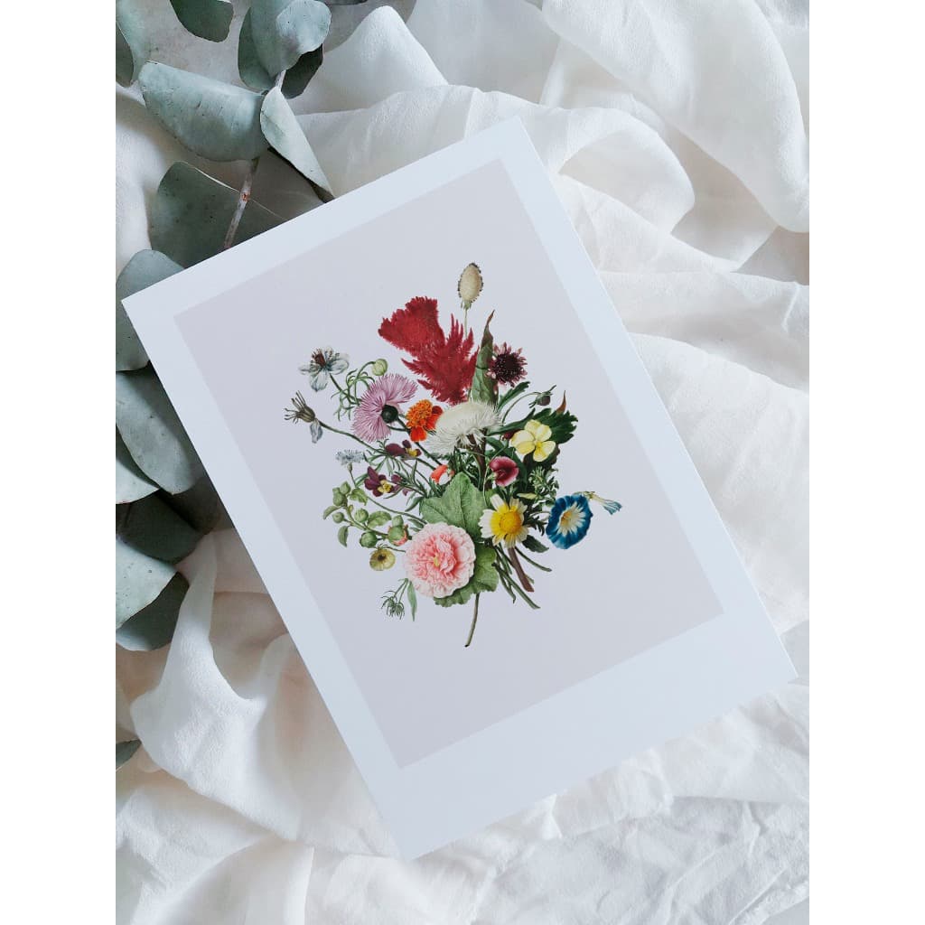 kit cartão com ilustração floral A6