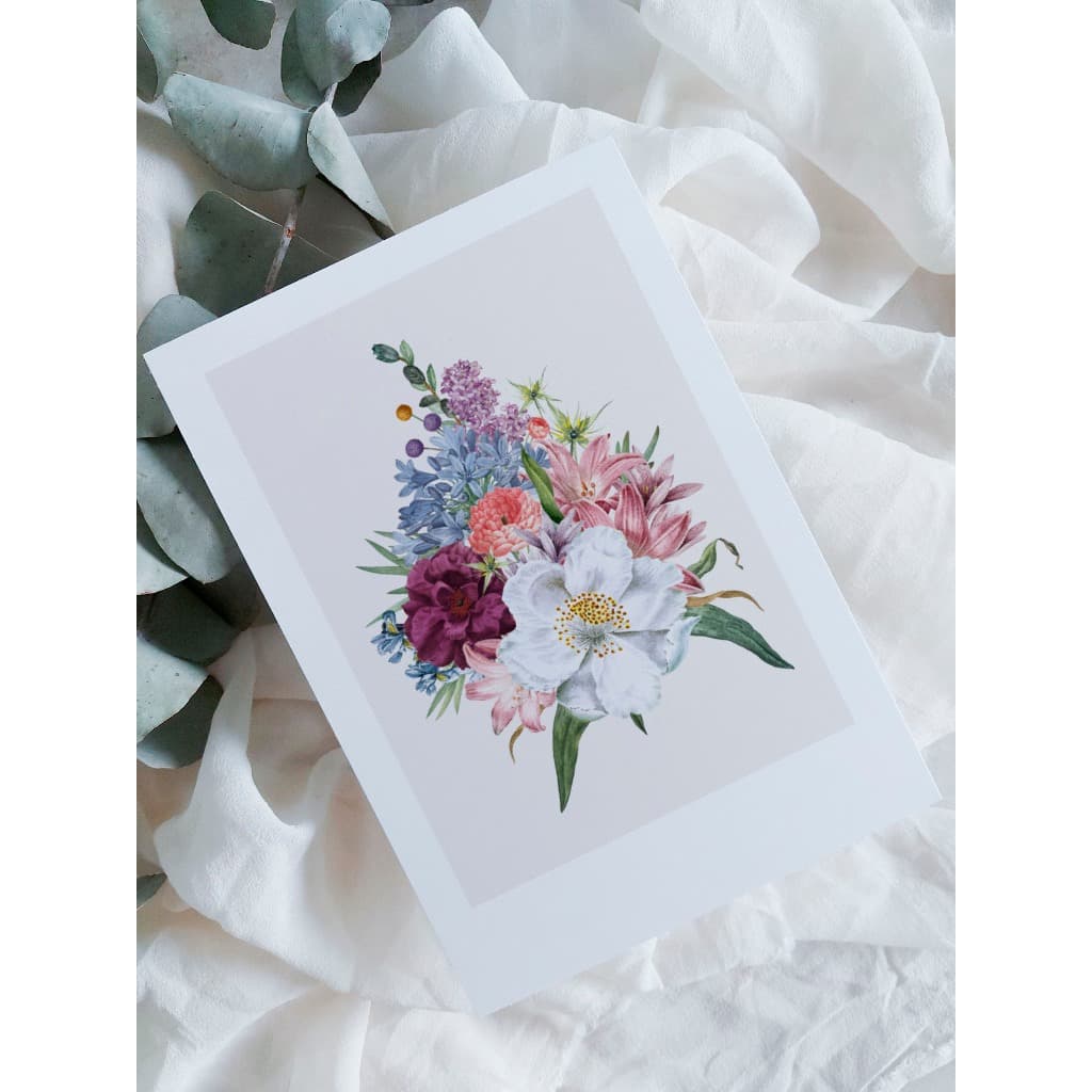 kit cartão com ilustração floral A6