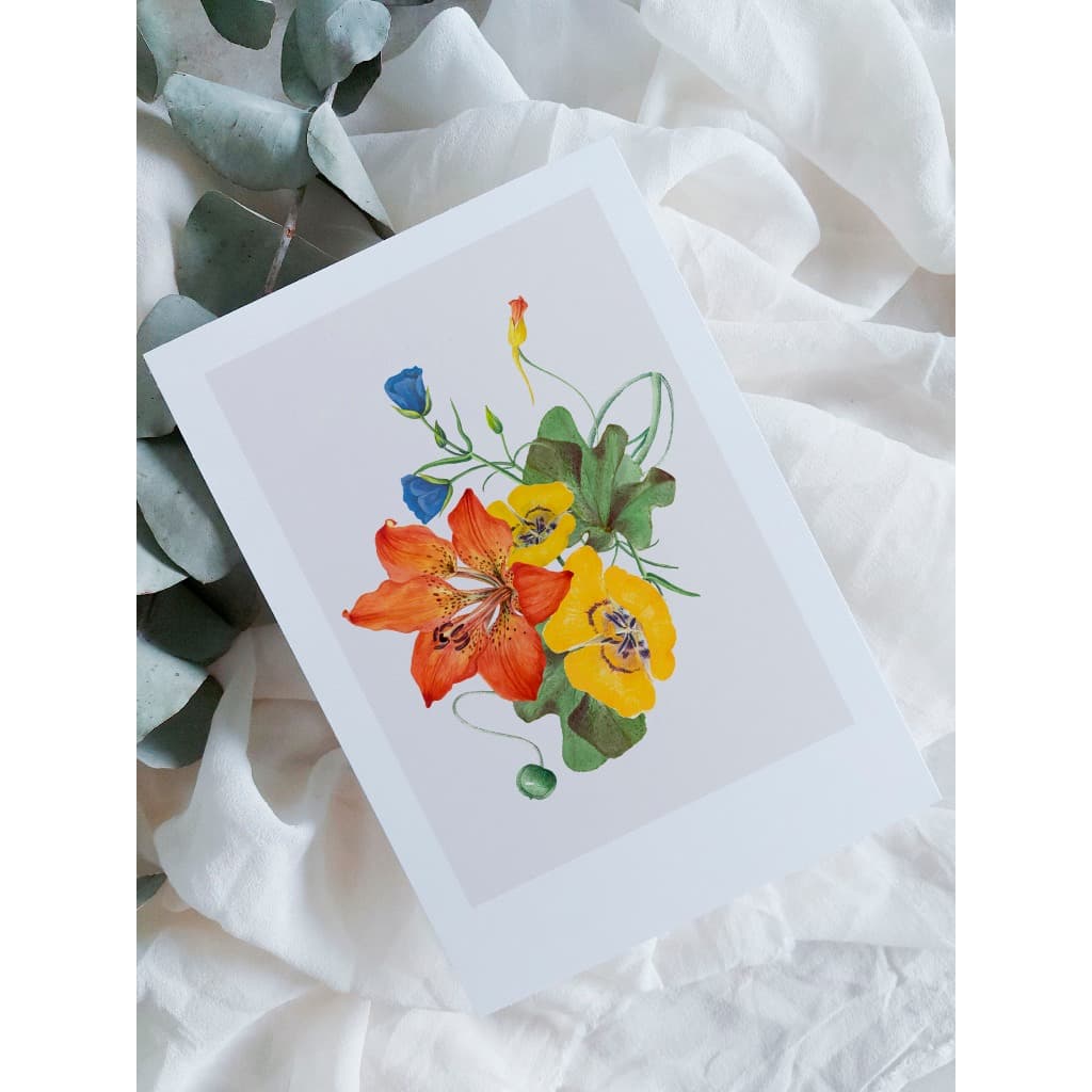 kit cartão com ilustração floral A6
