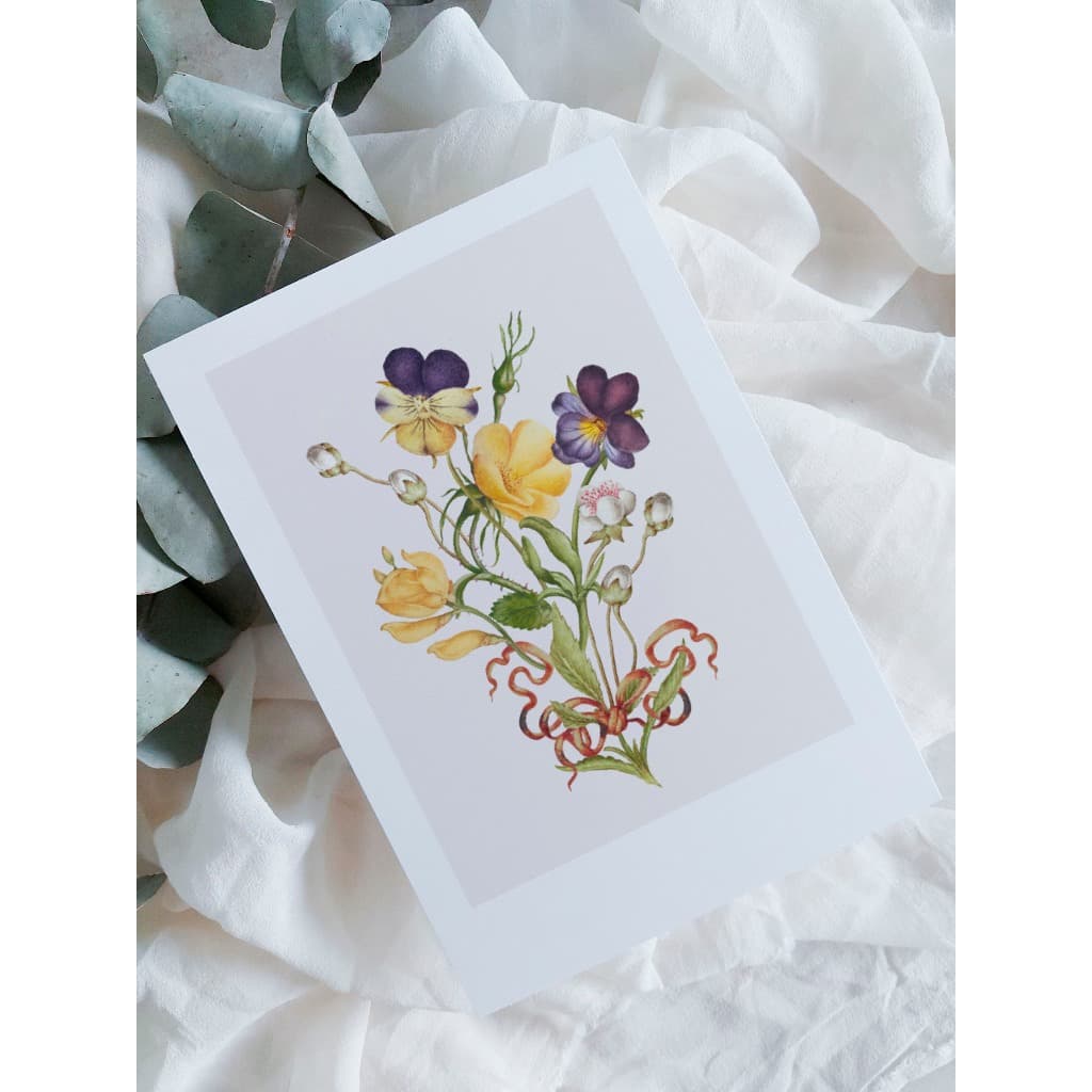 kit cartão com ilustração floral A6