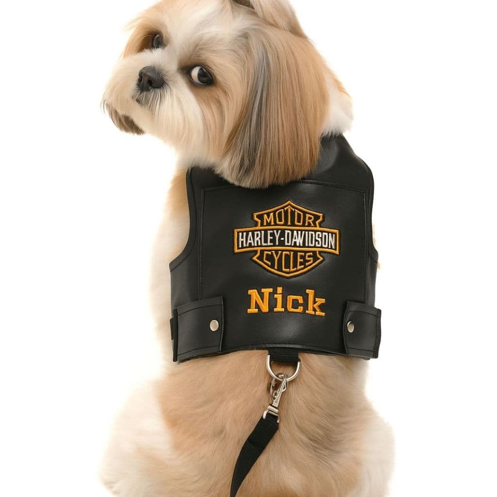 Roupa Pet - Guia Peitoral Harley Personalizada