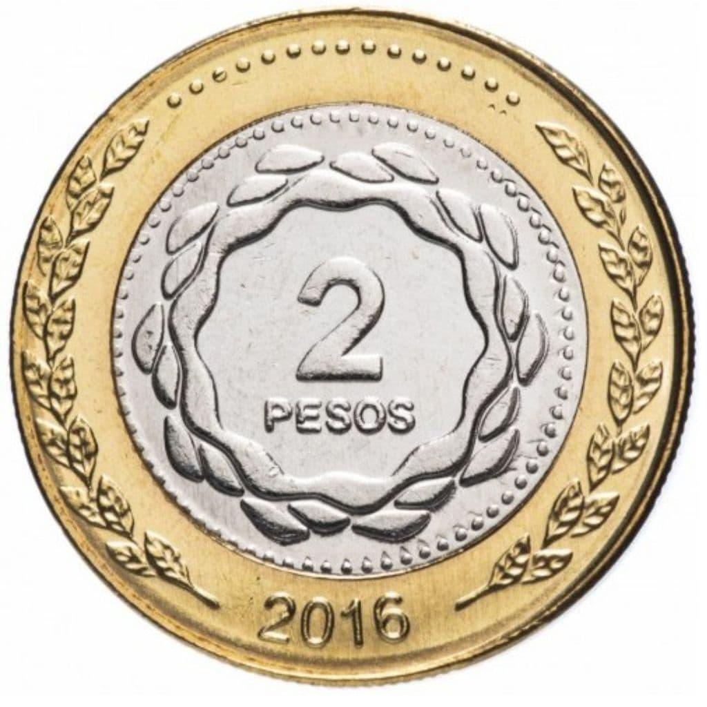 Moeda 2 Pesos 2016 FC Argentina América Bimetálico Ø24,5mm KM#165