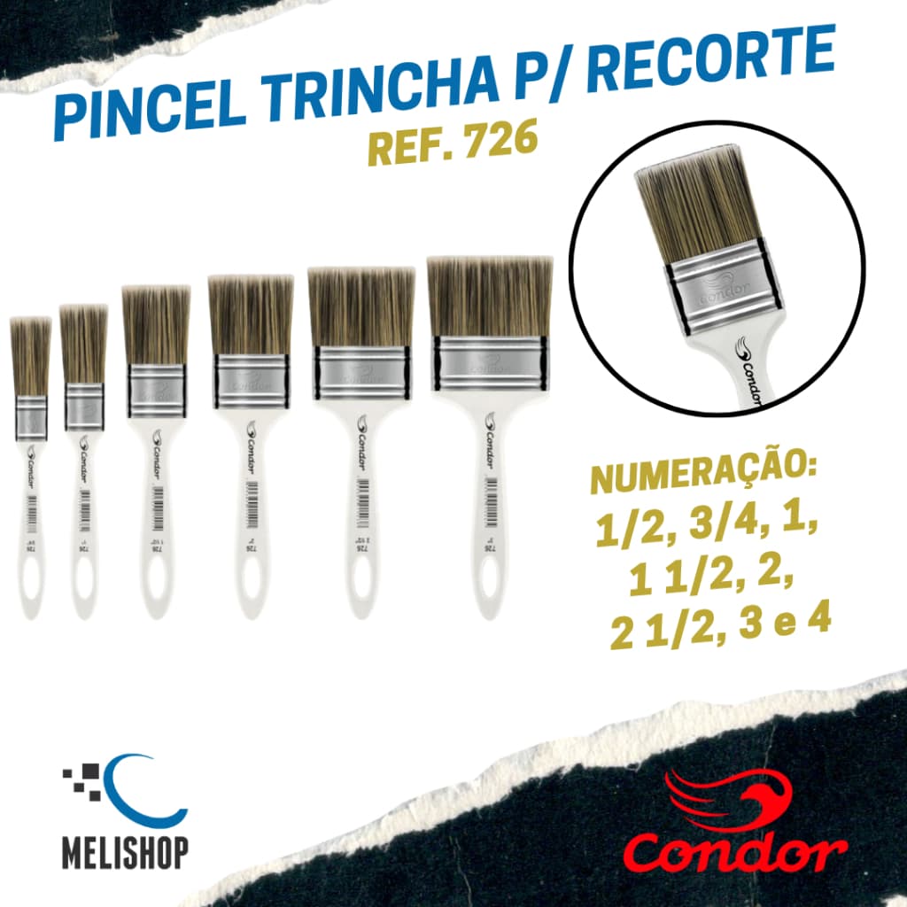 Pincel Trincha Condor Profissional Branca Recorte REF. 726 Condor