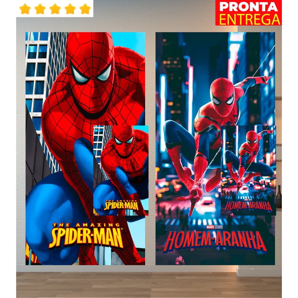 Toalha de Banho e Rosto/Mão Lancheira Infantil Homem Aranha Spider Man Praia Piscina Felpa Estampada