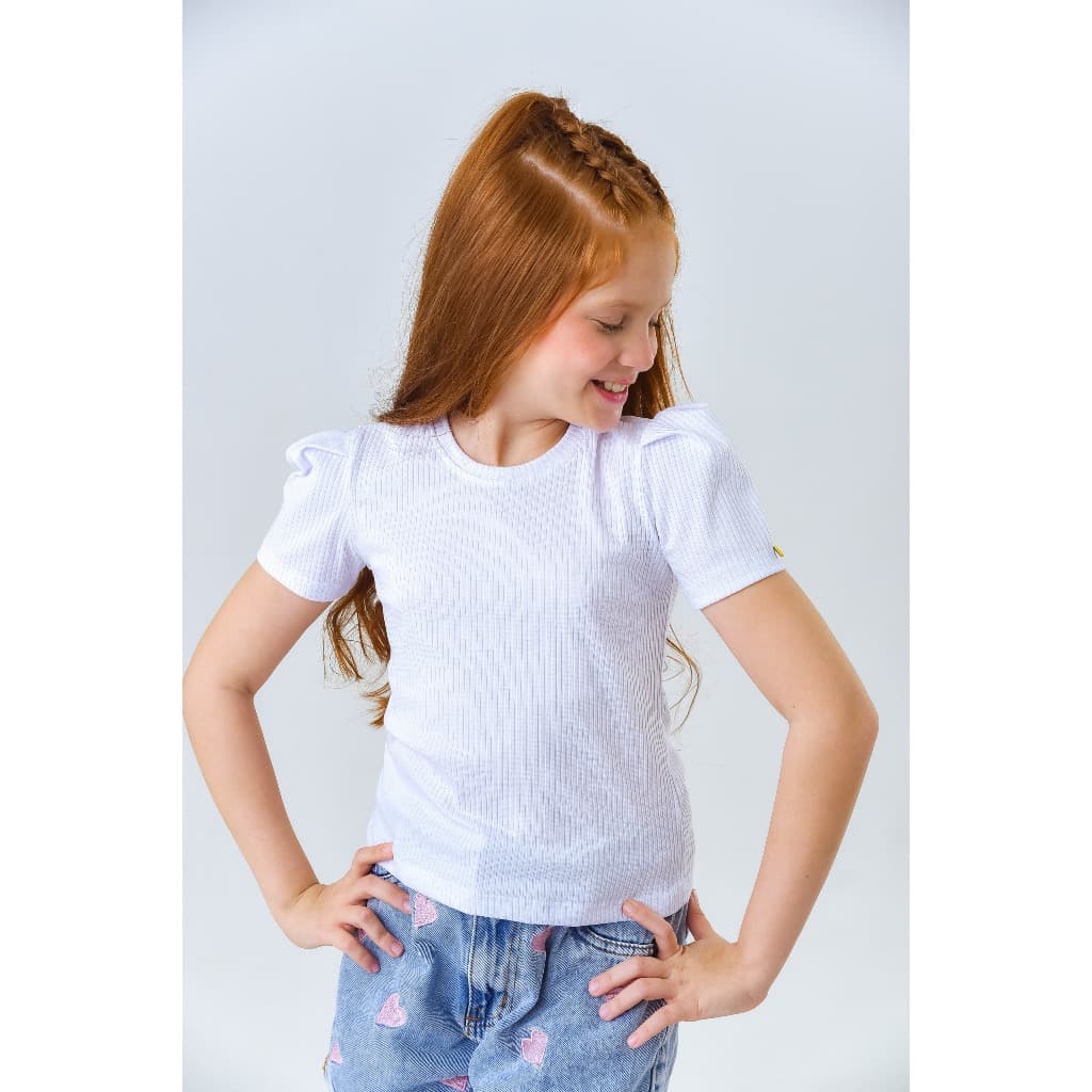 Camiseta Blusa Infantil Básica Menina Manga Curta Malha Premium Blusa Tshirt