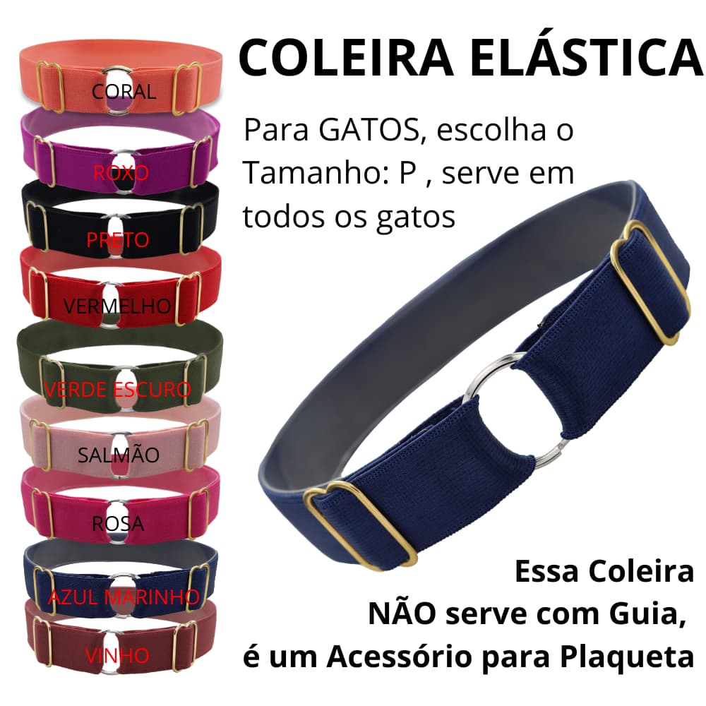 Coleira Elástica Gatos e Cães Sem Fecho NÃO SERVE COMO GUIA