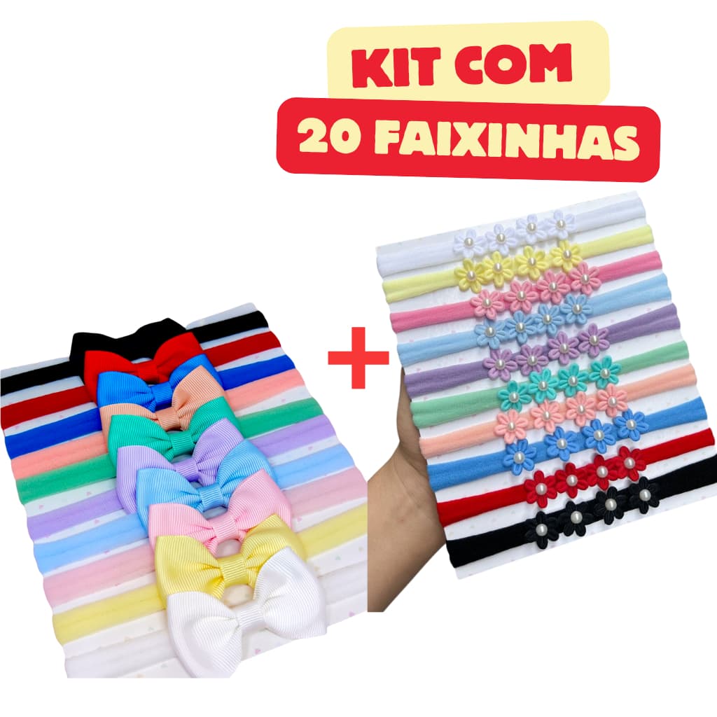 Kit 20 Faixas Laços faixinha para bebe menina Tiara flor para bebê roupinhas bebê
