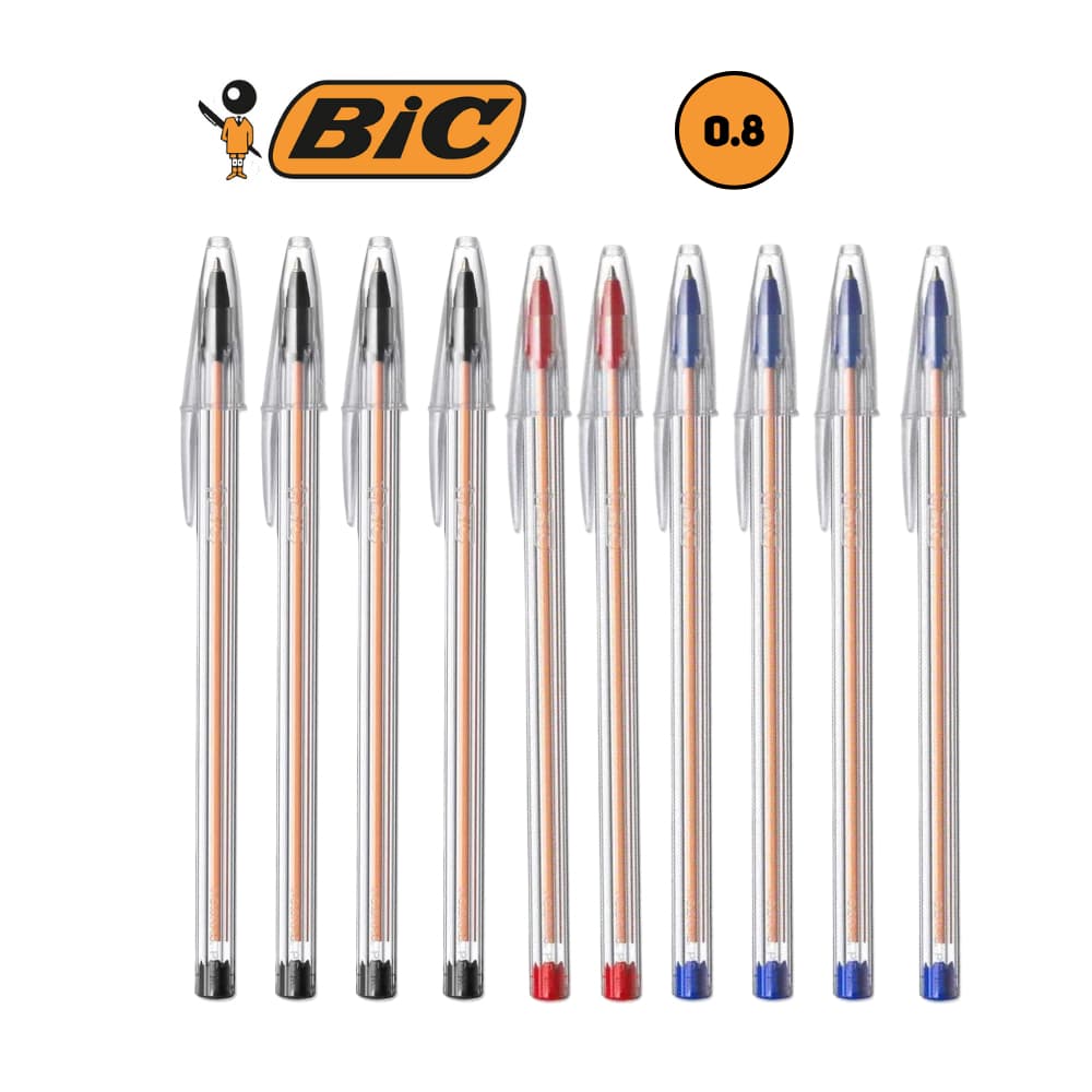 Kit Caneta Bic Cristal Fina - Preta, Azul e Vermelha Monte seu Kit Quantidades Diversas