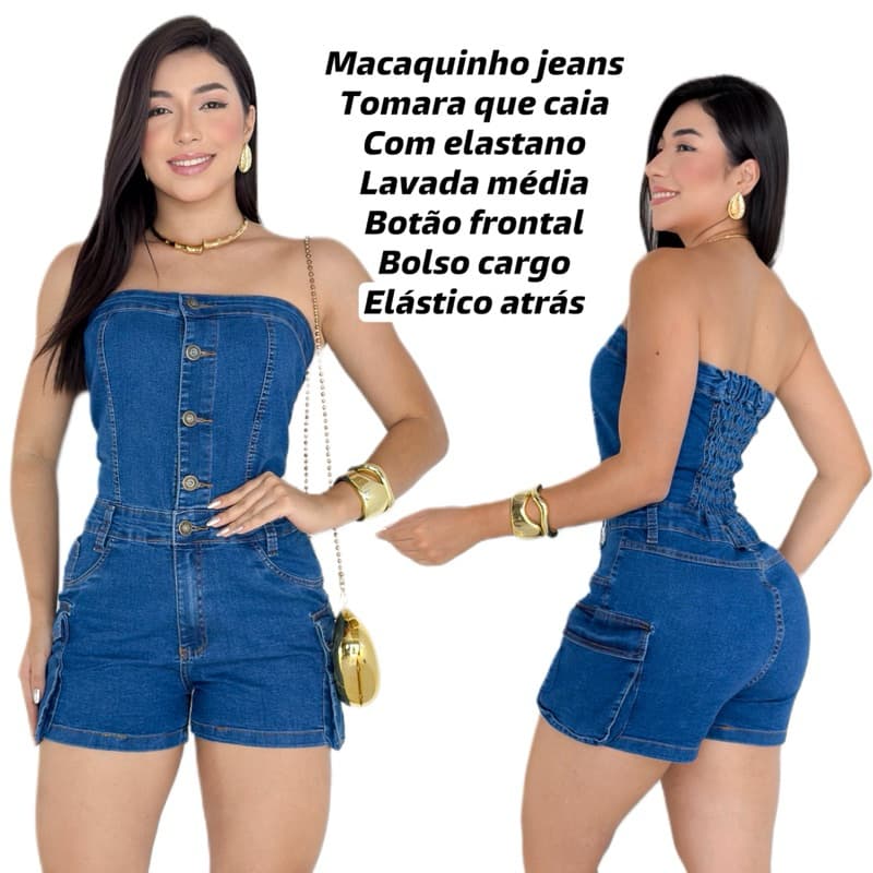 MACAQUINHO CARGO JEANS TOMARA QUE CAIA, MODA BLOGUEIRA.