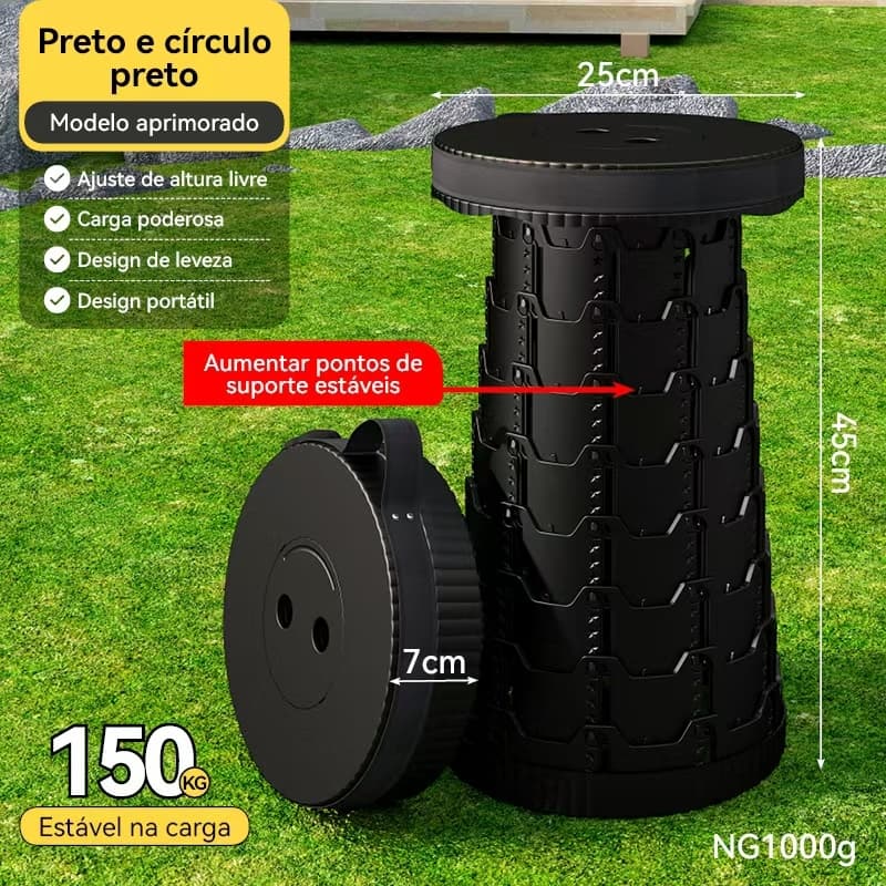 Banqueta Banco Retrátil Portátil Pesca Com Alça Telescópica