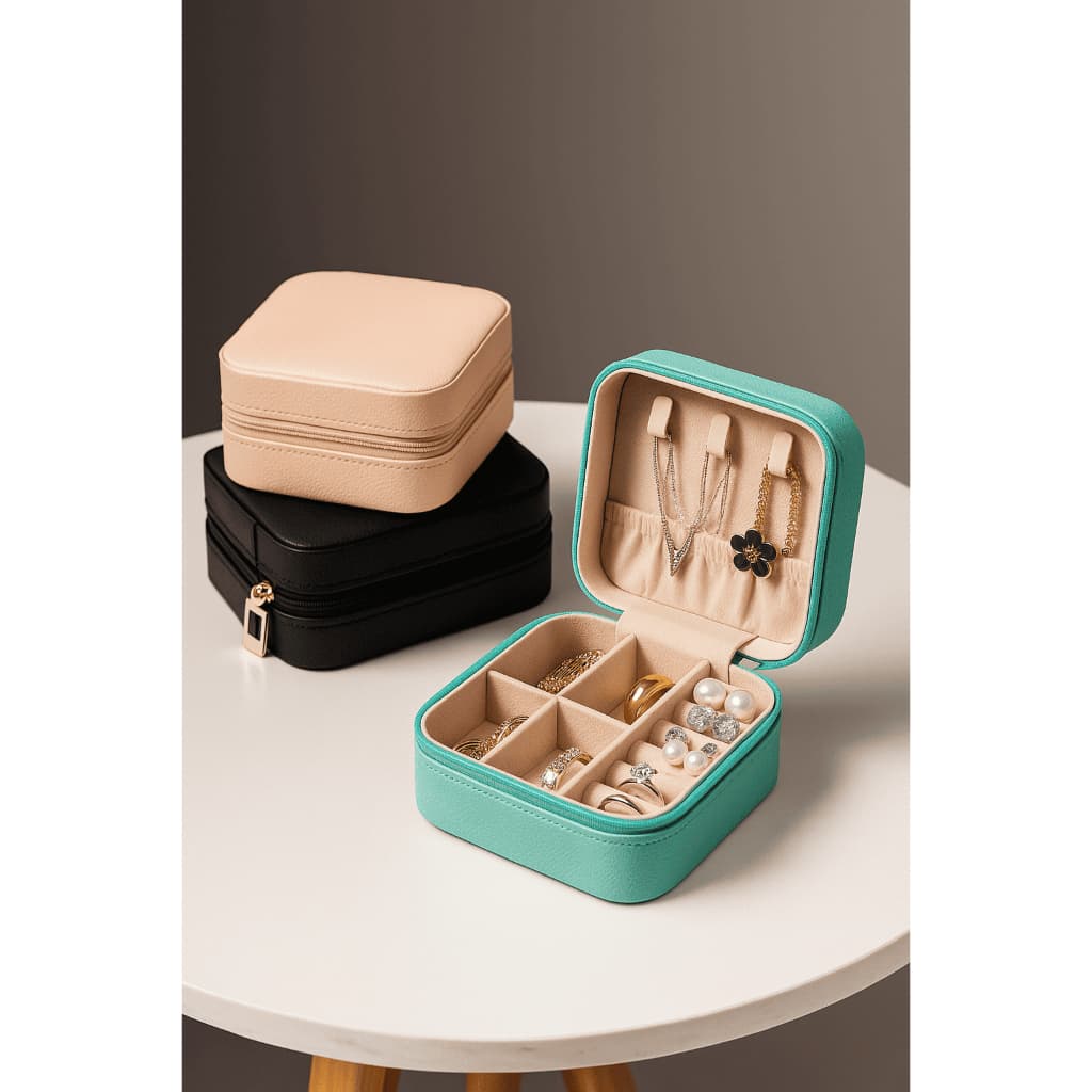 Mini Porta Joias Viagem Maleta Lembrancinha Presente Forrado Bolsa Brincos Colar Pulseria Bijuteria