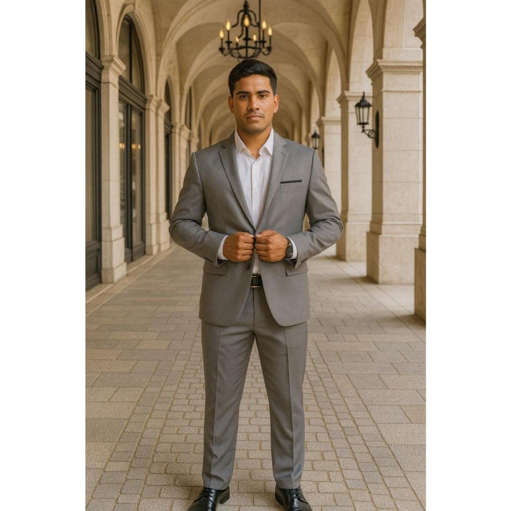 Terno Masculino Slim Oxford Corte Italiano 2 Botões - Paletó e Calça