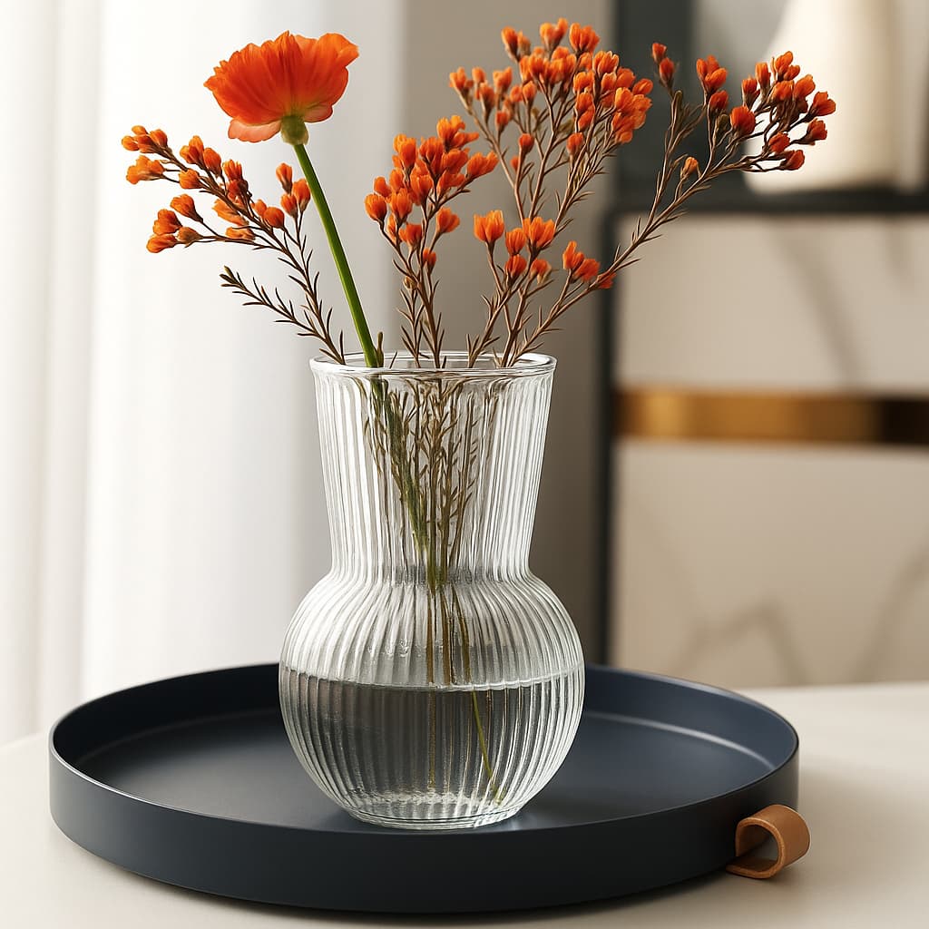 Vaso Decorativo de Vidro Arredondado 17cm Transparente Sala Mesa Flores