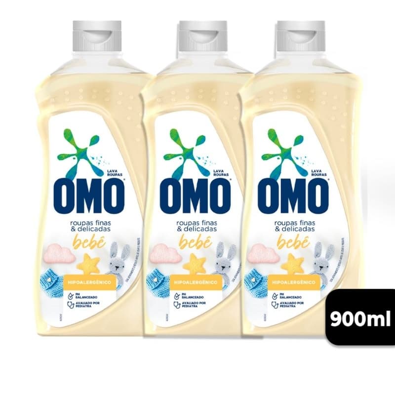 Lava Roupas  Sabão Líquido Omo Bebê Hipoalergênico 900ml