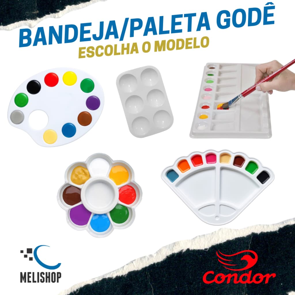 Bandeja Paleta Godê Para Pintura 591 Leque / 561 Flor / 562 Ovo / 593 Piano 563 Condor - UNIDADE