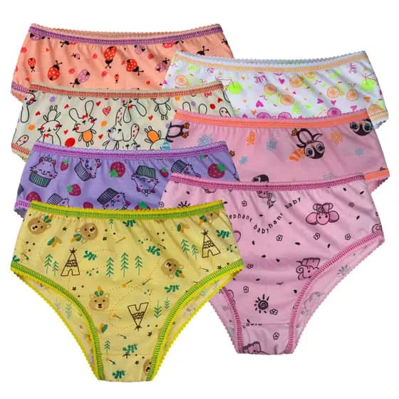 Kit 10 Calcinha Infantil Com Forro Algodão Estampadas 1 a 8 Anos