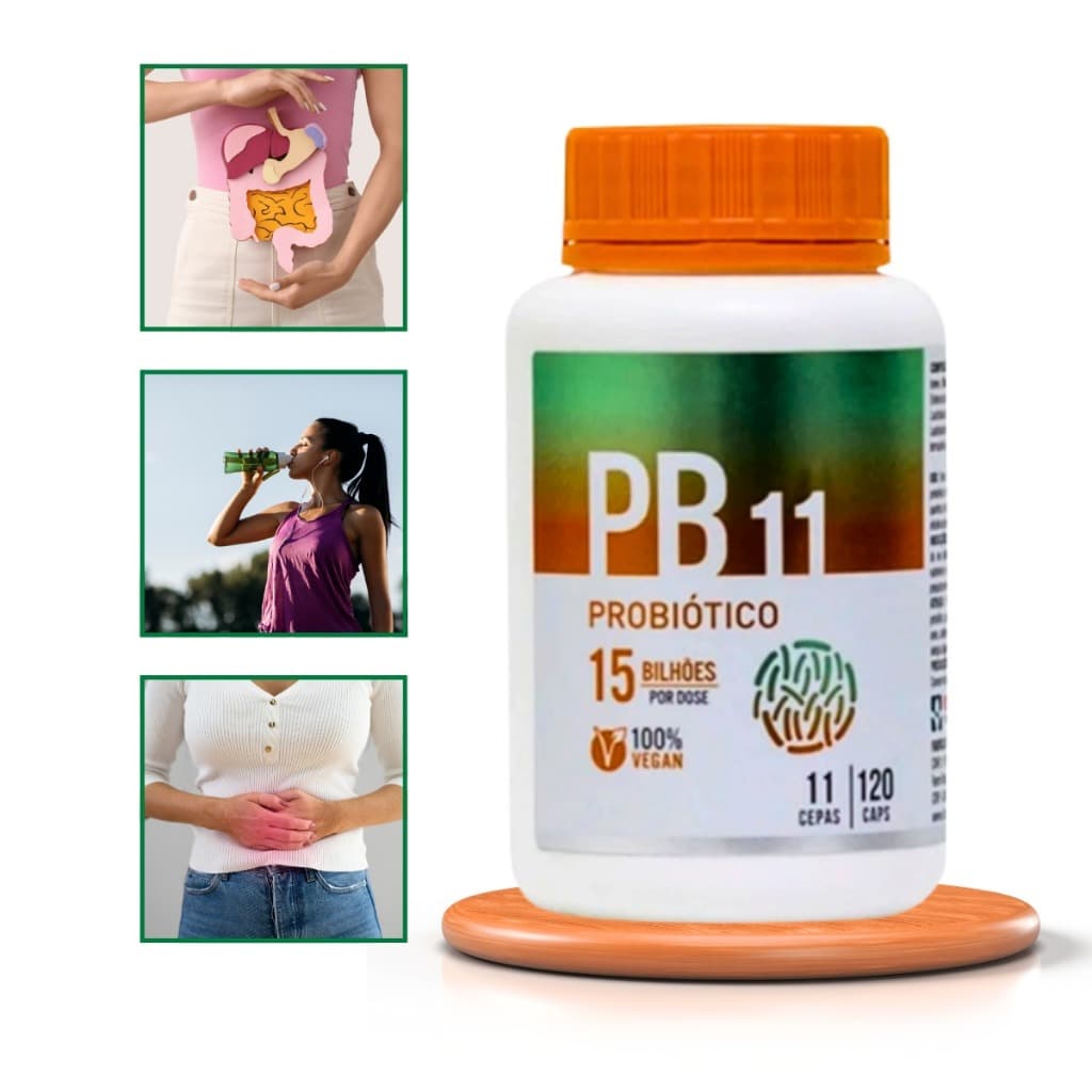 PB11 Probiótico 120 Cápsulas - 11 cepas e 15 bilhões de UFC de lactobacillus