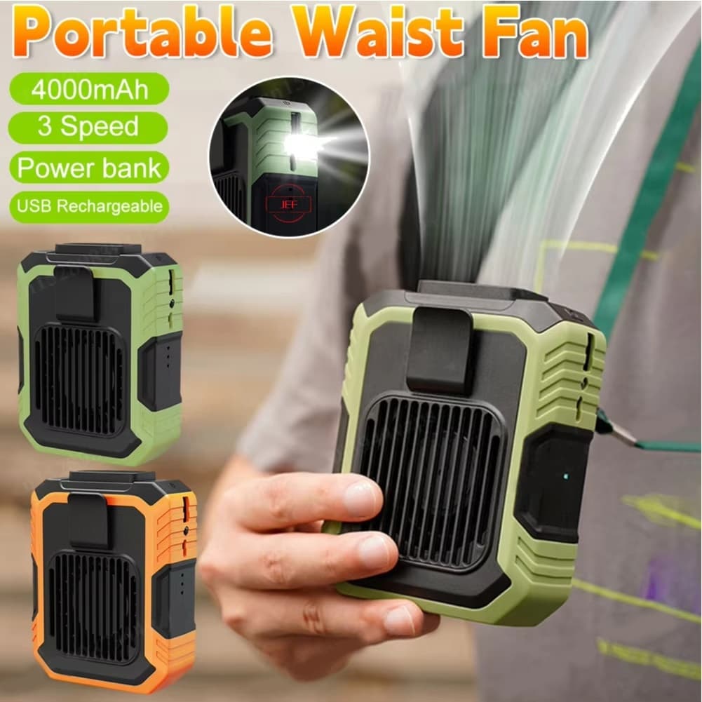 Ventilador de cintura USB portátil 4000mAh carregador com alça de pescoço 3 velocidades de Vento