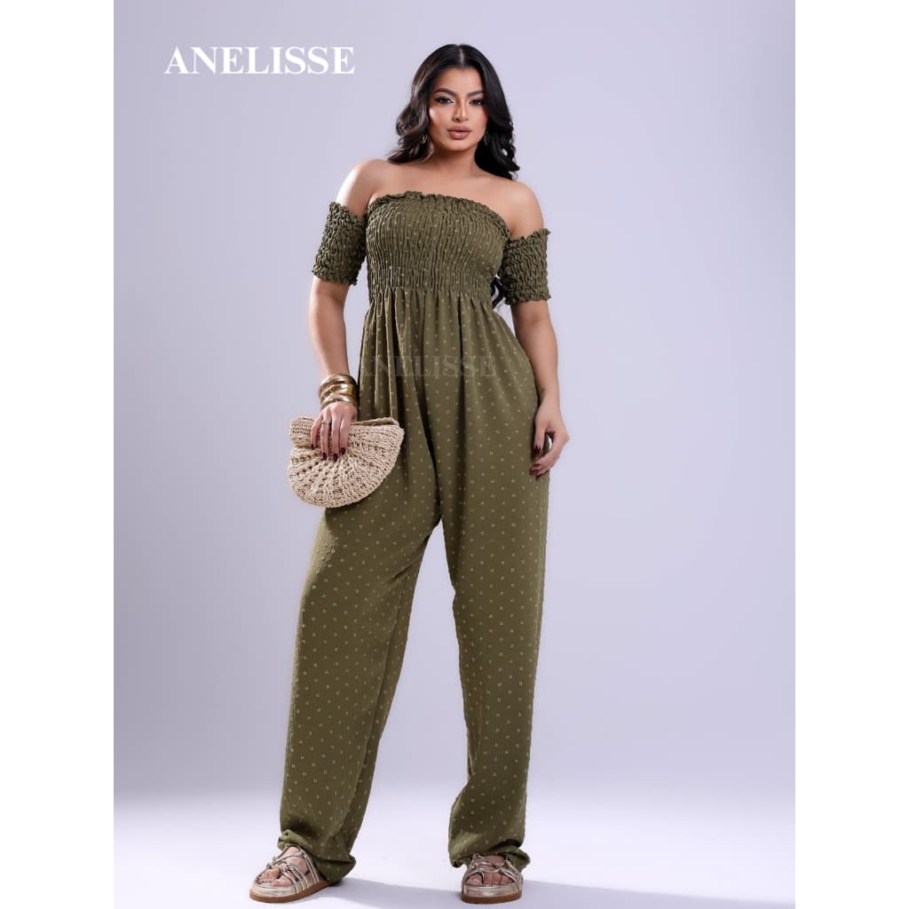 Macacão Longo Feminino Pantalona Tomara Que Caia Ombro a Ombro em Lastex