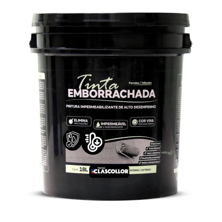 Tinta Emborrachada Impermeável 18KG Clascollor Lavável Parede Reboco Laje