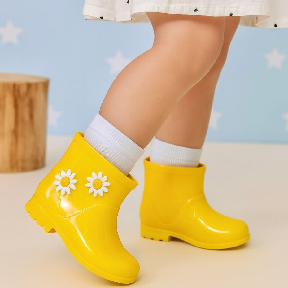 Galocha Infantil Menina Bota de Chuva Feminina Confortável Com Sola Antiderrapante