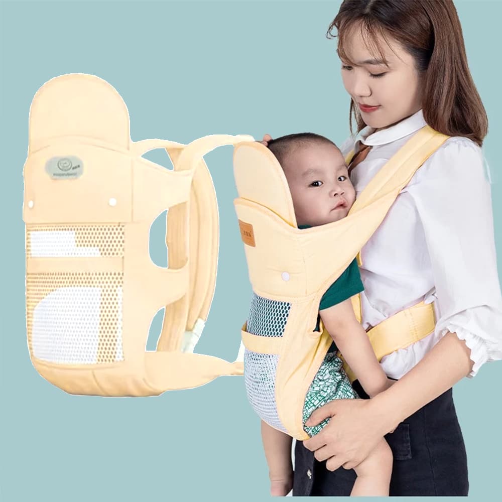 Canguru Caramelo Para Bebês Suporte Para Apoio Banco De Cintura Ergonômico Para Mães e Pais - CARAMELO