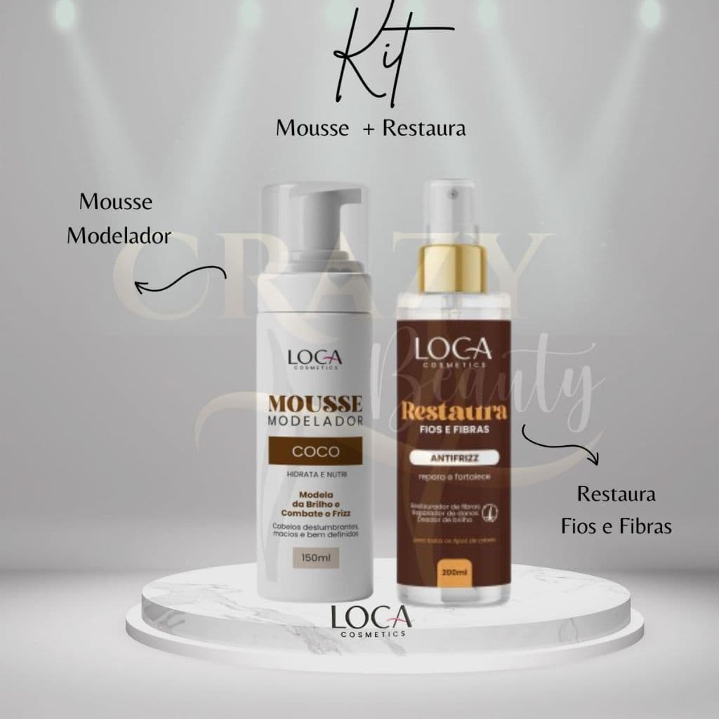 Kit Restaura Fibra 200ml + Mousse Modelador 150 ml - Loca Cosmetics