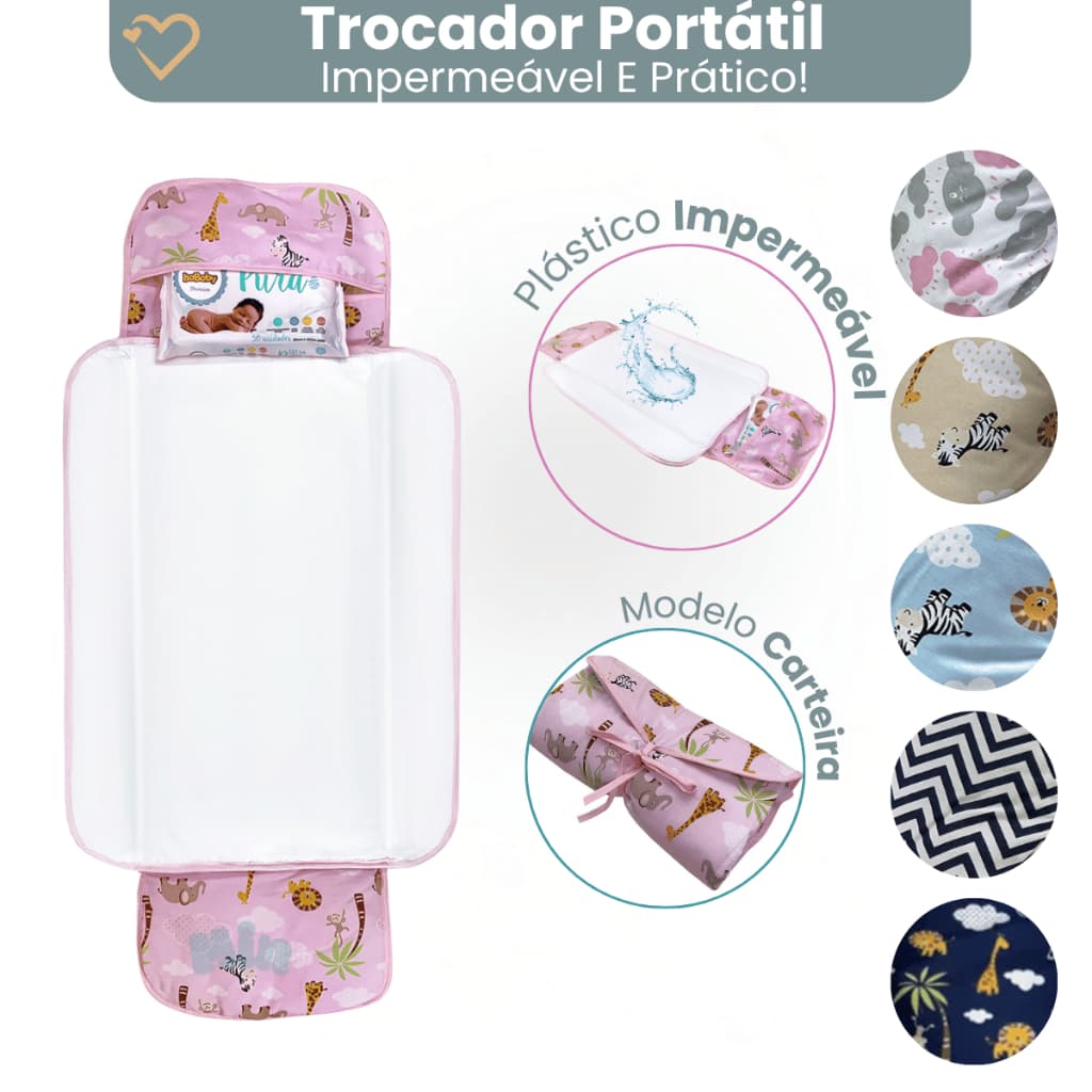 Trocador De Fralda Portátil Impermeável Dobrável Lindas Estampas Menino Menina