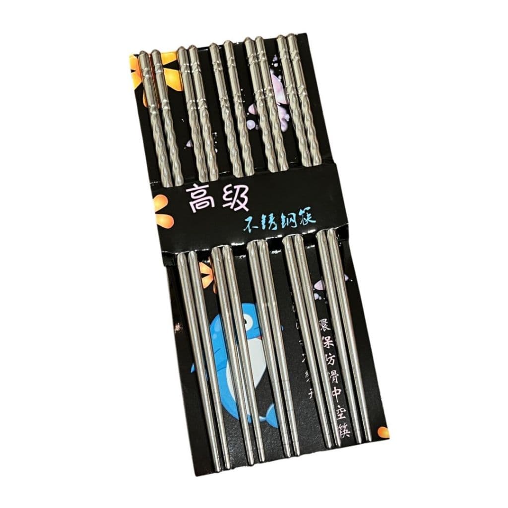 Kit 5 Pares Hashi Coreano de Aço Inox Jeotgarak Reutilizável