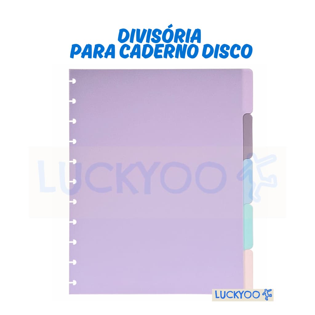 Conjunto de 8 Divisórias de Matérias Caderno Disco Infinito Acessório Reposicionável 10/11 Furos B5/A4 Escolar
