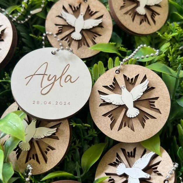 Lembrancinha Personalizada Batismo Kit Chaveiro Com Nome E Data Batizado Primeira Comunhão Eucaristia