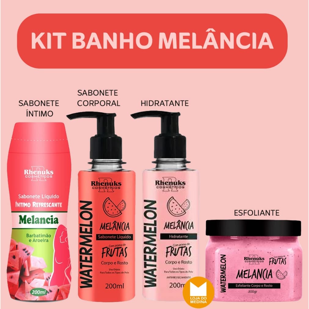 KIT BANHO - SABONETE + ESFOLIANTE + HIDRATANTE -  MELANCIA - RHENUKS