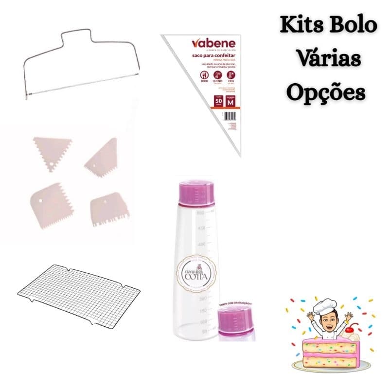 kit de Bolo Confeitaira Cortador Fio Espátula alisadora Umedecedor Molhador Regador Massa Bolo Grade de Resfriar Saco